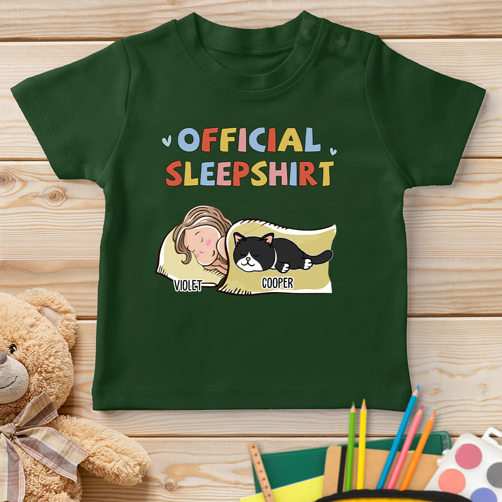 Sleeping Cat Sleepshirt - Personalized Custom Youth T-shirt - Image 2