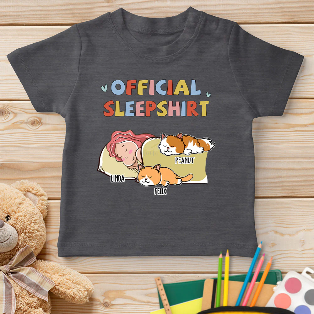 Sleeping Cat Sleepshirt - Personalized Custom Youth T-shirt - Image 3