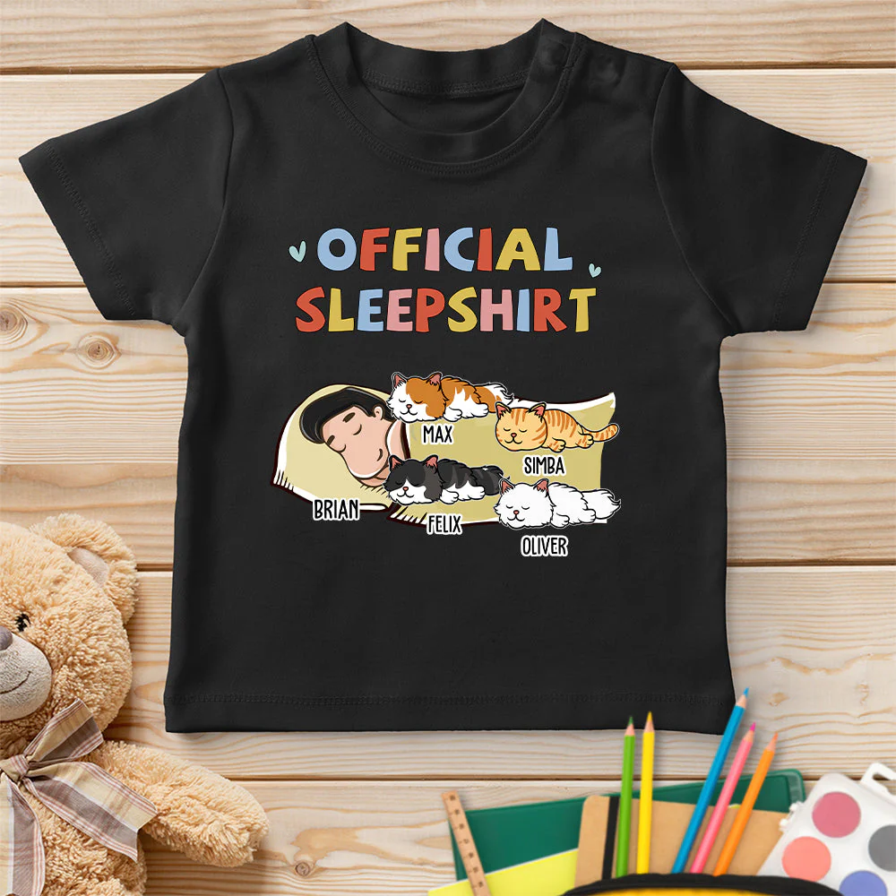 Sleeping Cat Sleepshirt - Personalized Custom Youth T-shirt - Image 4