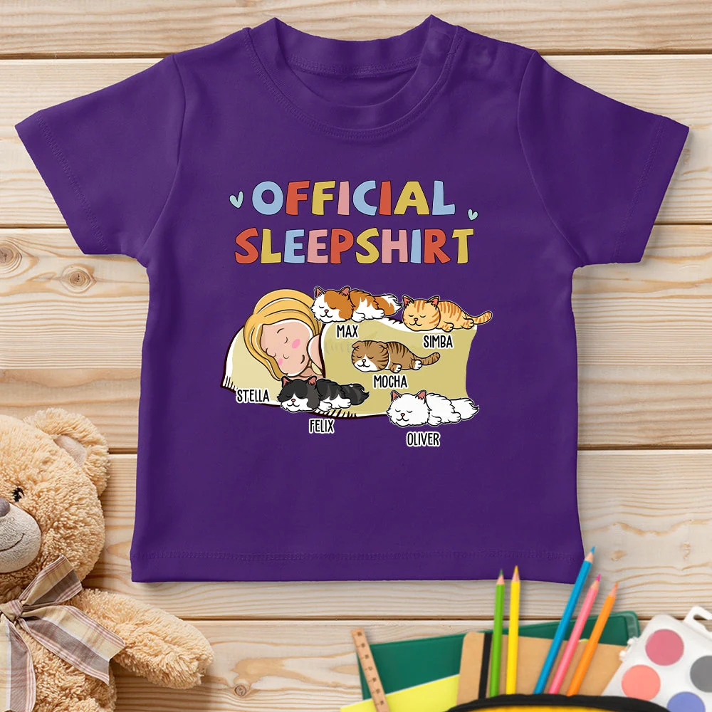 Sleeping Cat Sleepshirt - Personalized Custom Youth T-shirt - Image 5