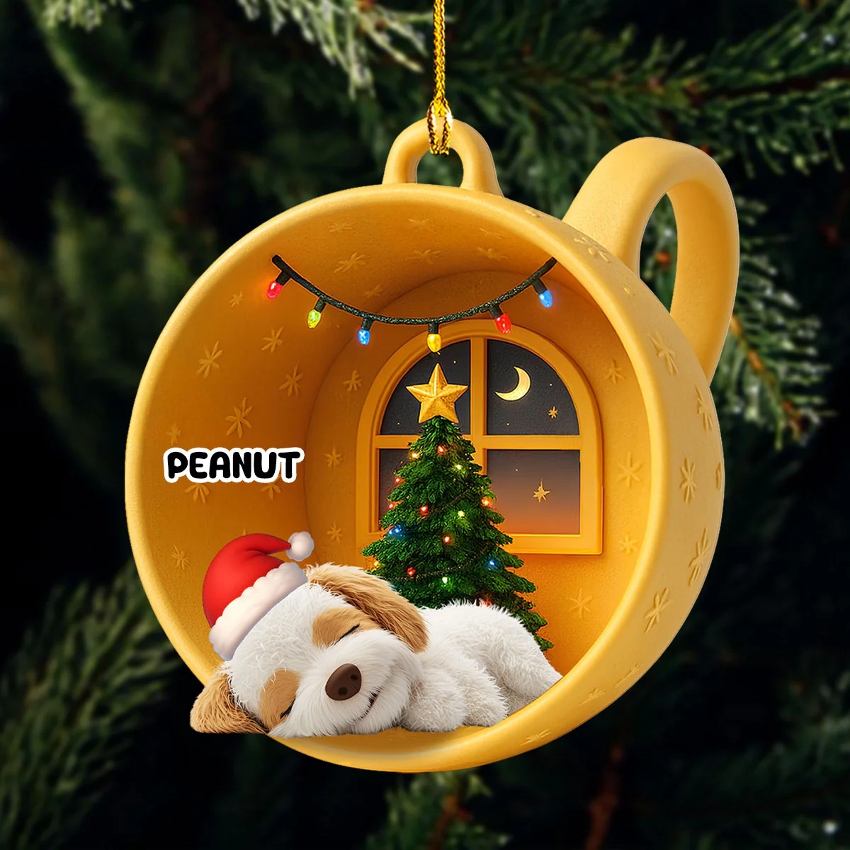 Sleeping Dog Cupcake - Personalized Custom Acrylic Ornament - Image 2