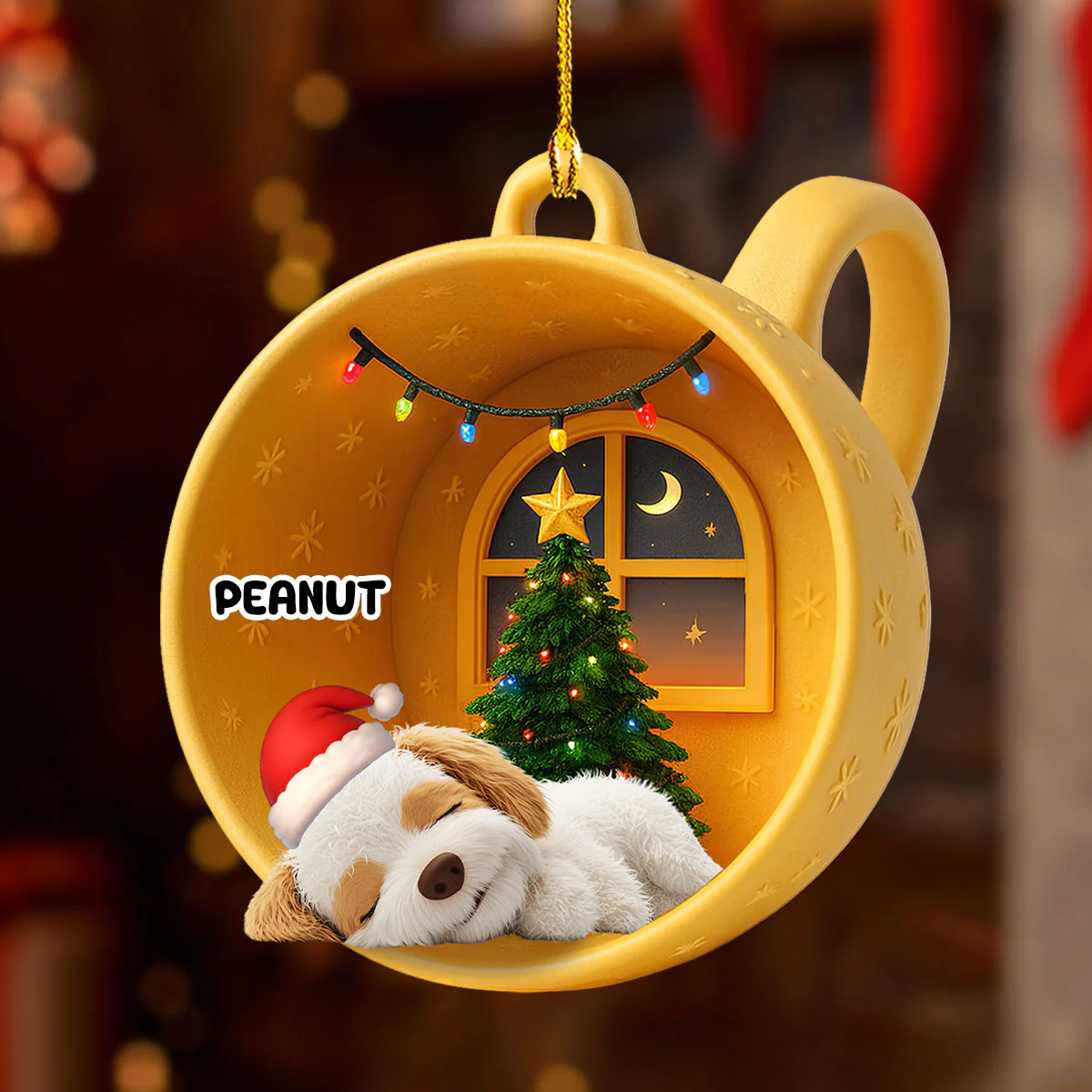 Sleeping Dog Cupcake - Personalized Custom Acrylic Ornament - Image 3