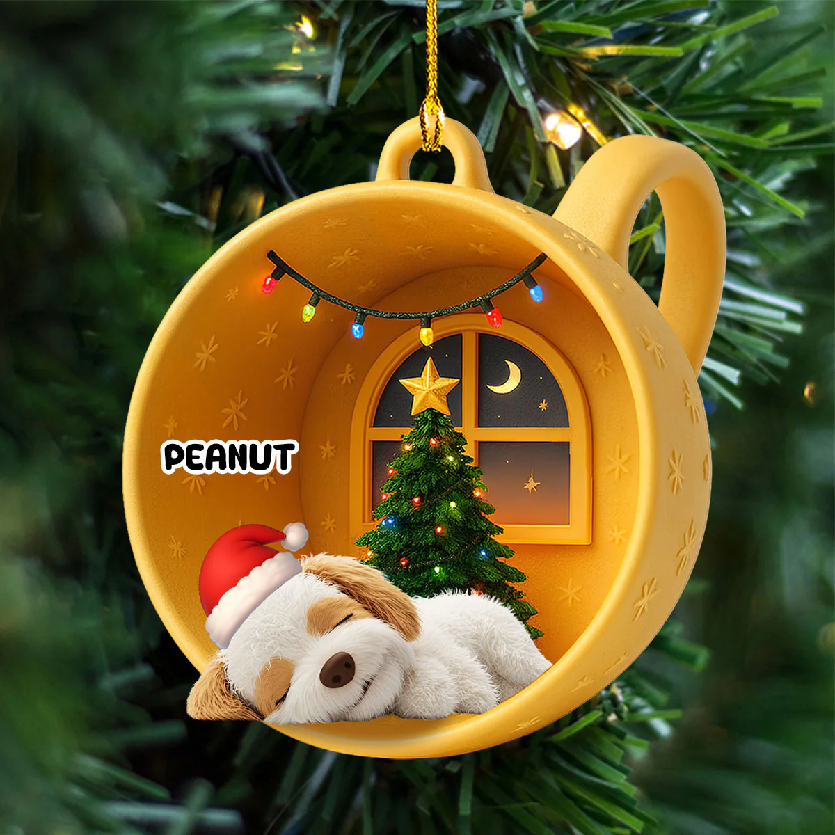 Sleeping Dog Cupcake - Personalized Custom Acrylic Ornament - Image 4