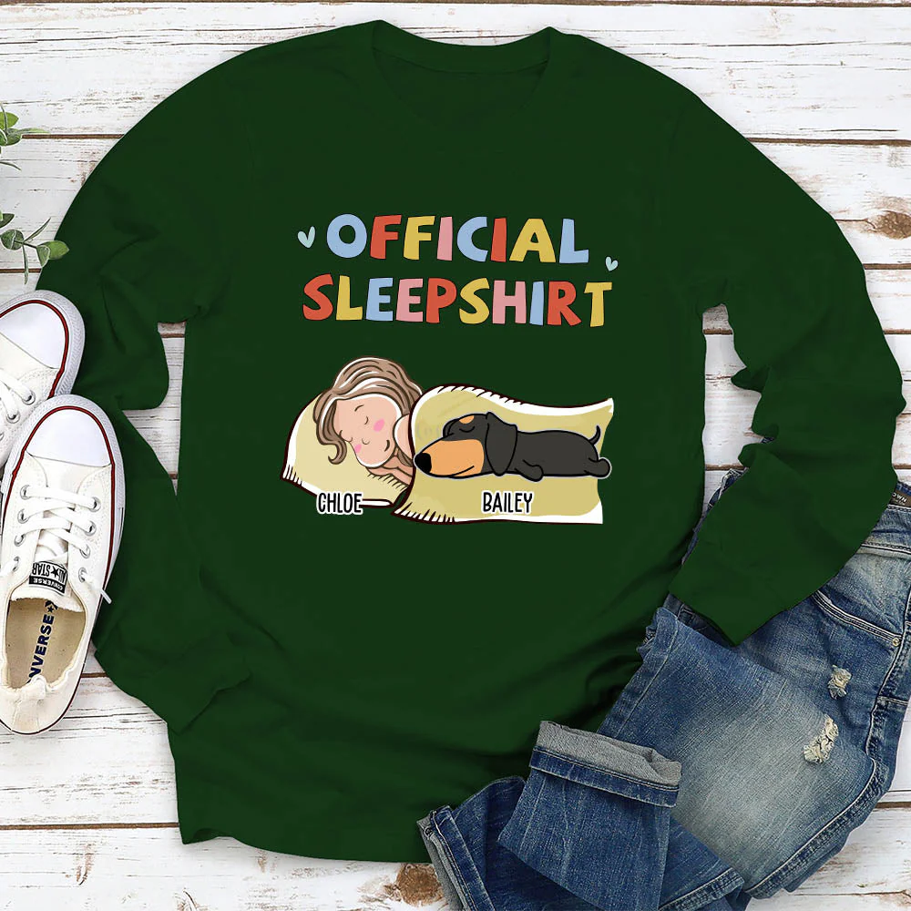 Sleeping Dog Sleepshirt Version 2 - Personalized Custom Long Sleeve T-shirt - Image 2