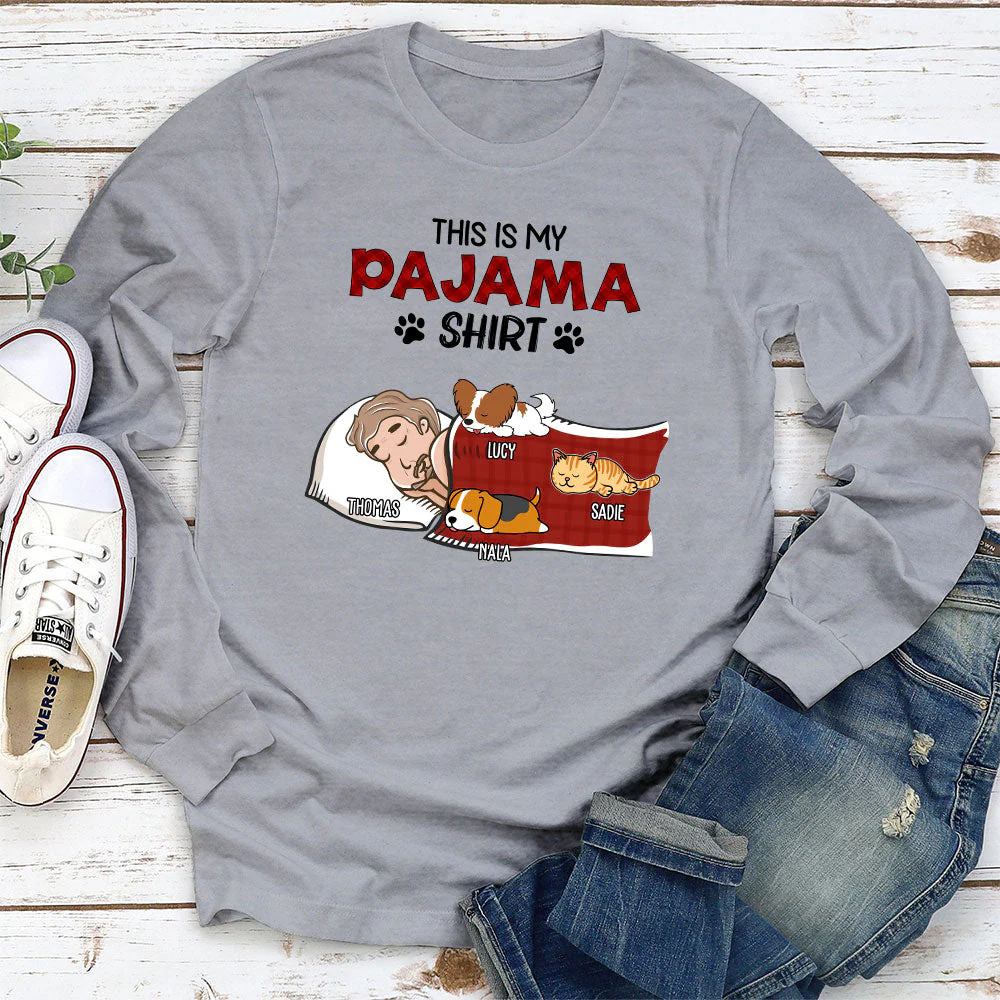 Sleeping Pet Pajama - Personalized Custom Long Sleeve T-shirt - Image 3