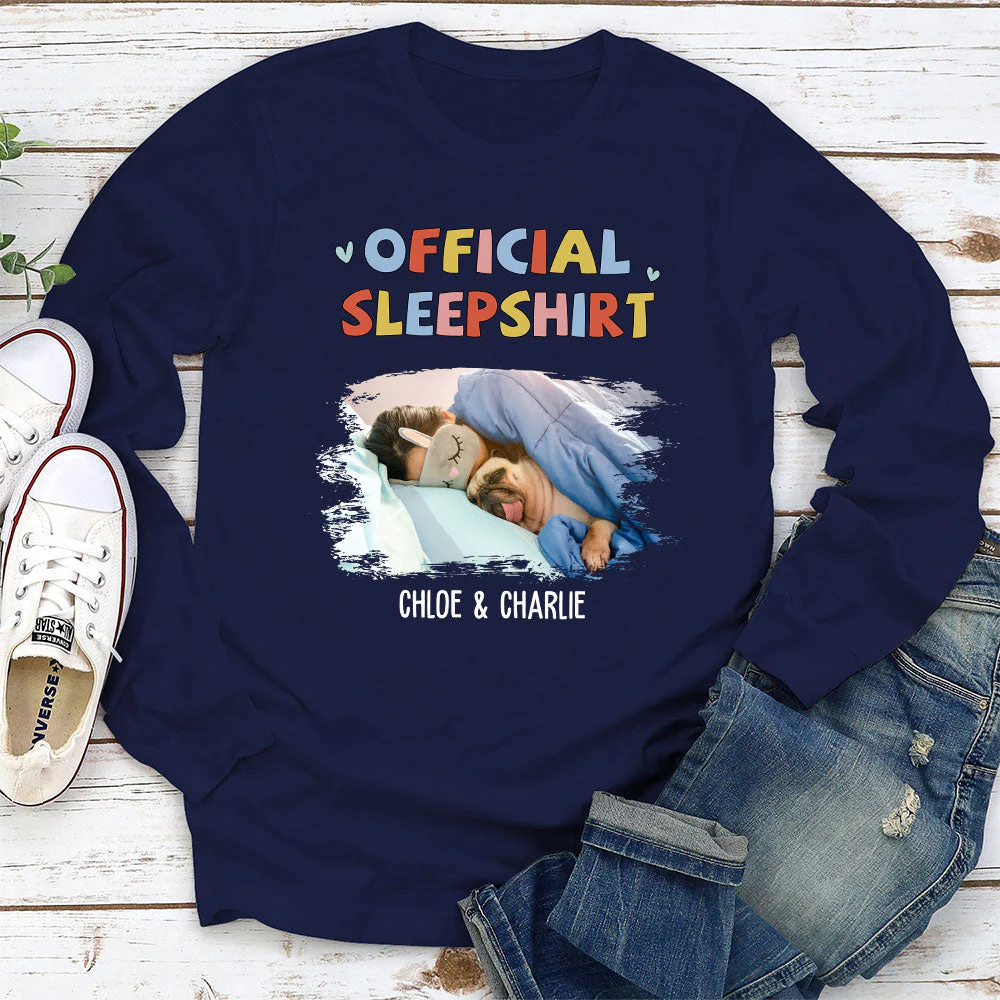 Sleeping Pet Sleepshirt Version 2 Photo - Personalized Custom Long Sleeve T-shirt - Image 2