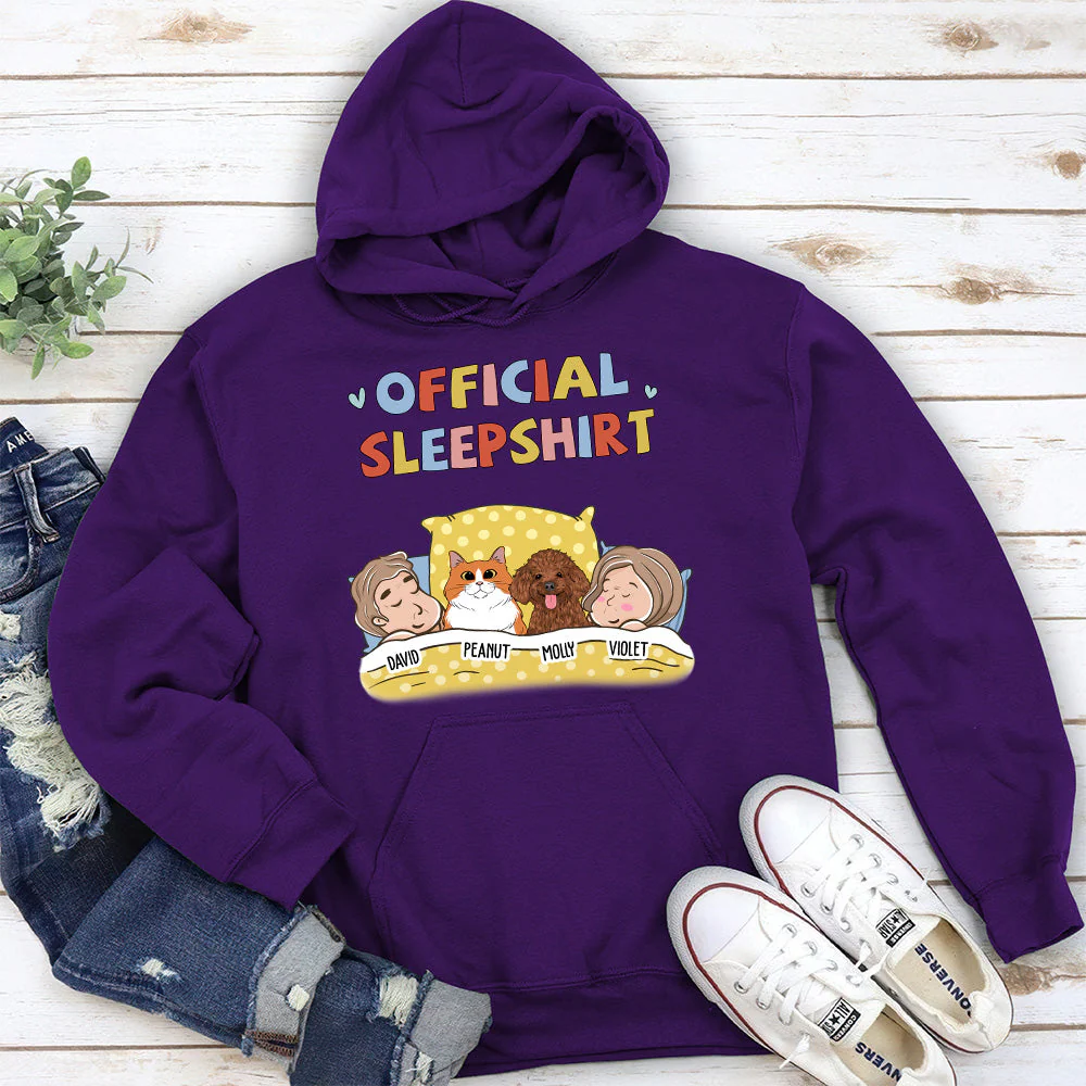Sleeping Pet Sleepshirt Couple - Personalized Custom Hoodie - Image 4