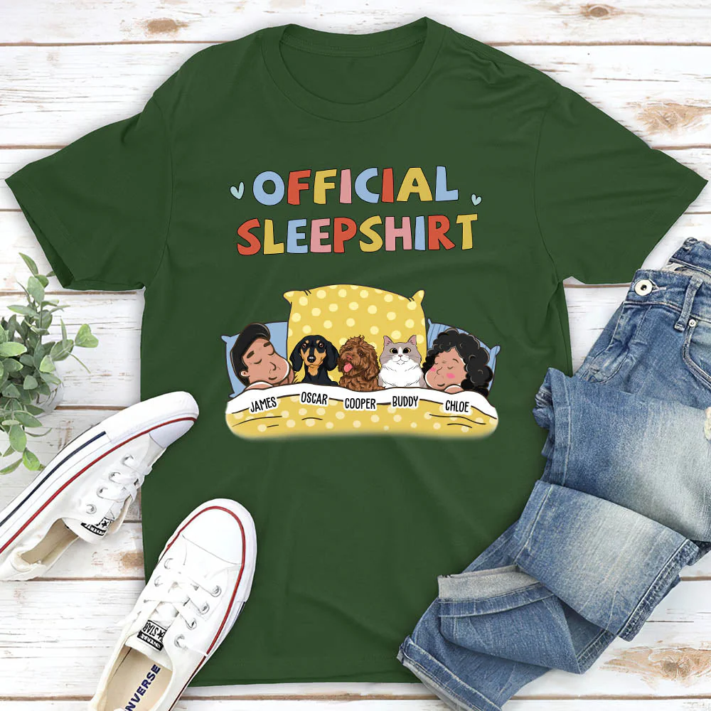 Sleeping Pet Sleepshirt Couple - Personalized Custom Premium T-shirt - Image 4