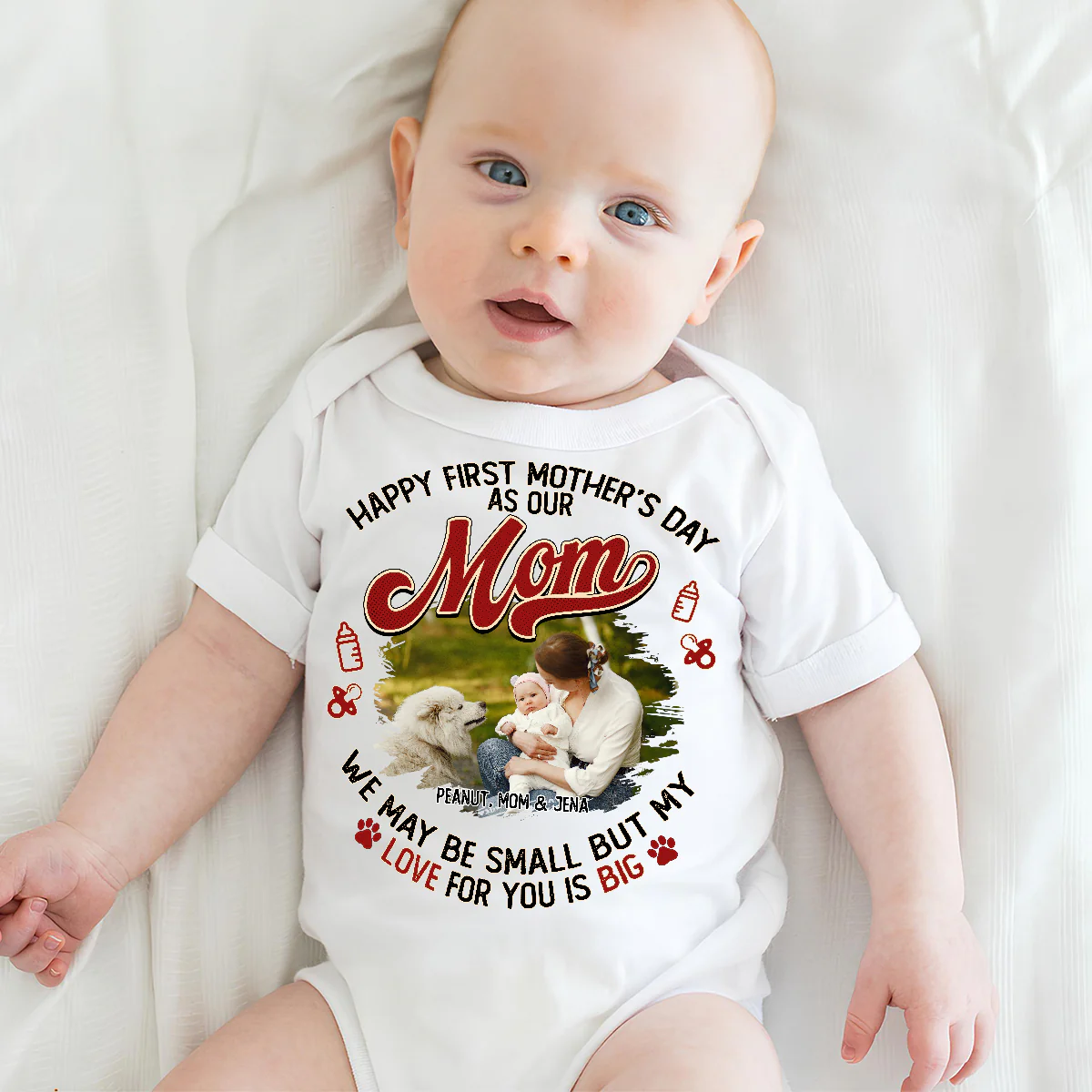 Small In Size Big In Love Photo - Personalized Custom Baby Onesie - Image 4