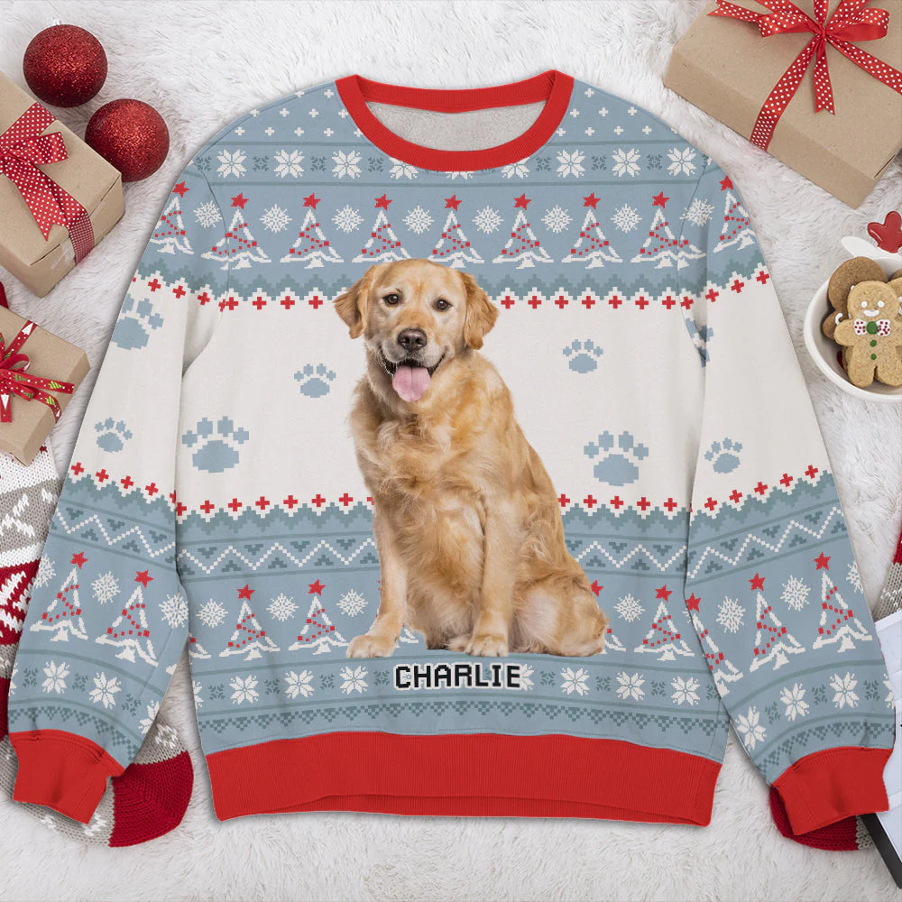 Snow Dog Photo - Personalized Custom All-Over-Print Sweatshirt - Image 2