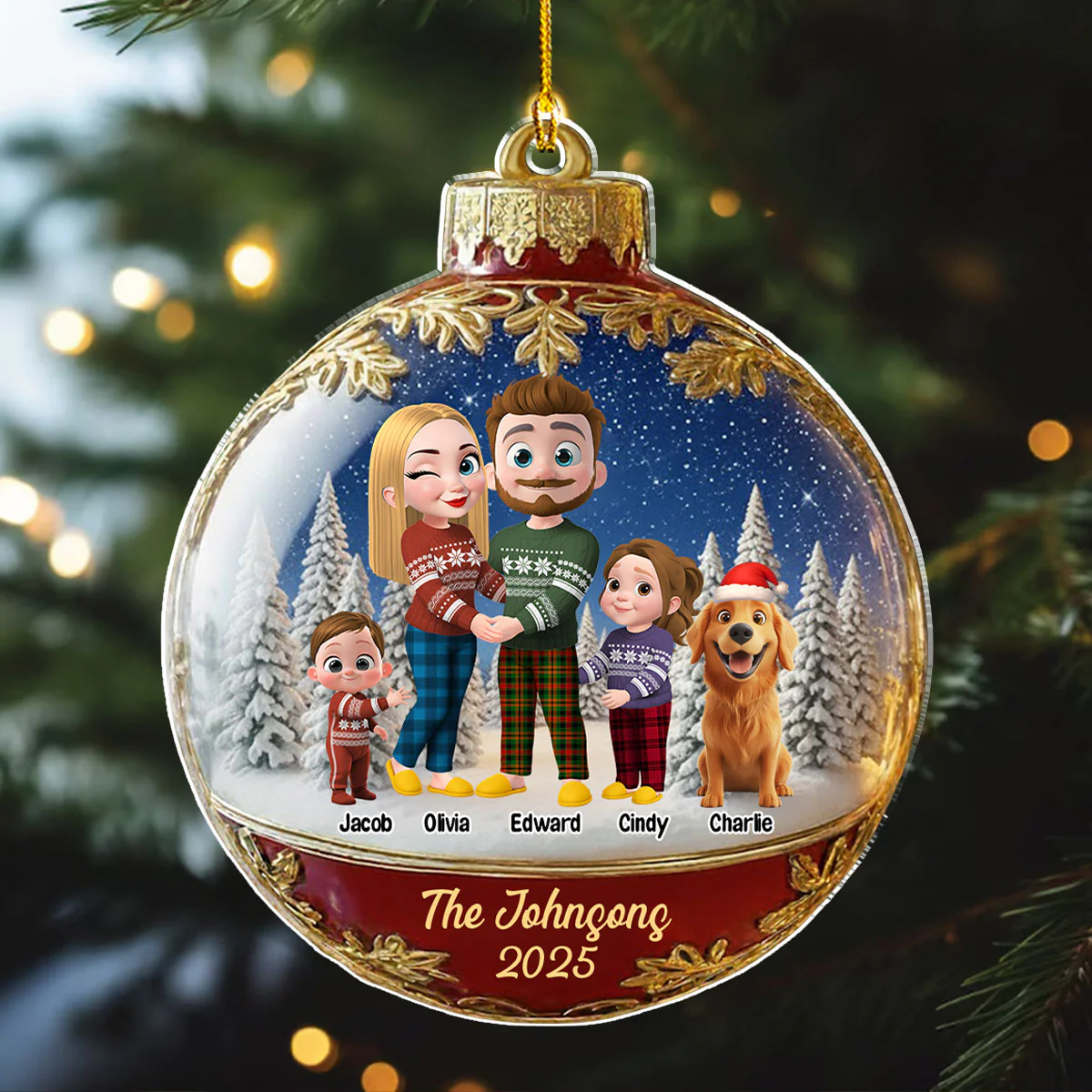 Snowball Family - Personalized Custom Acrylic Ornament - Image 4