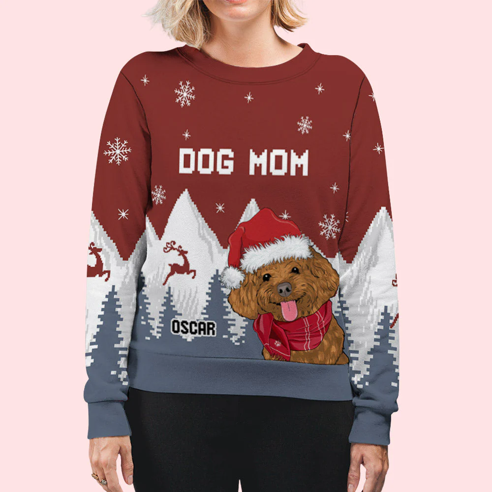 Snowy Forest Dog Mom - Personalized Custom All-Over-Print Sweatshirt - Image 6