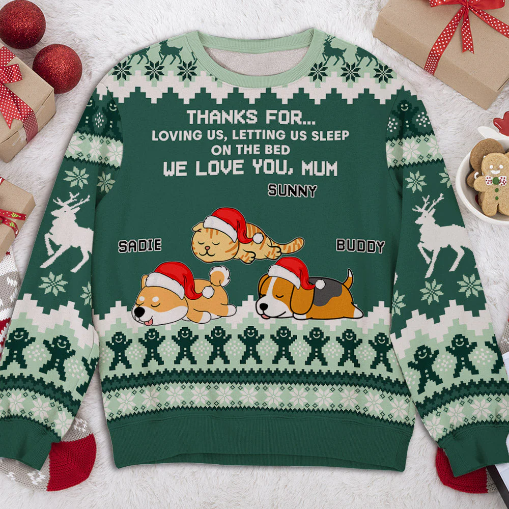 Snowy Fur Mom - Personalized Custom All-Over-Print Sweatshirt - Image 3
