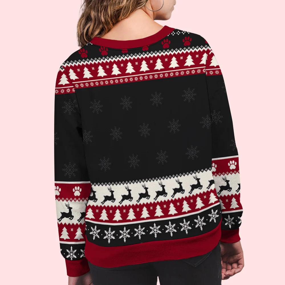 Snowy Pawlidays Cat - Personalized Custom All-Over-Print Sweatshirt - Image 5