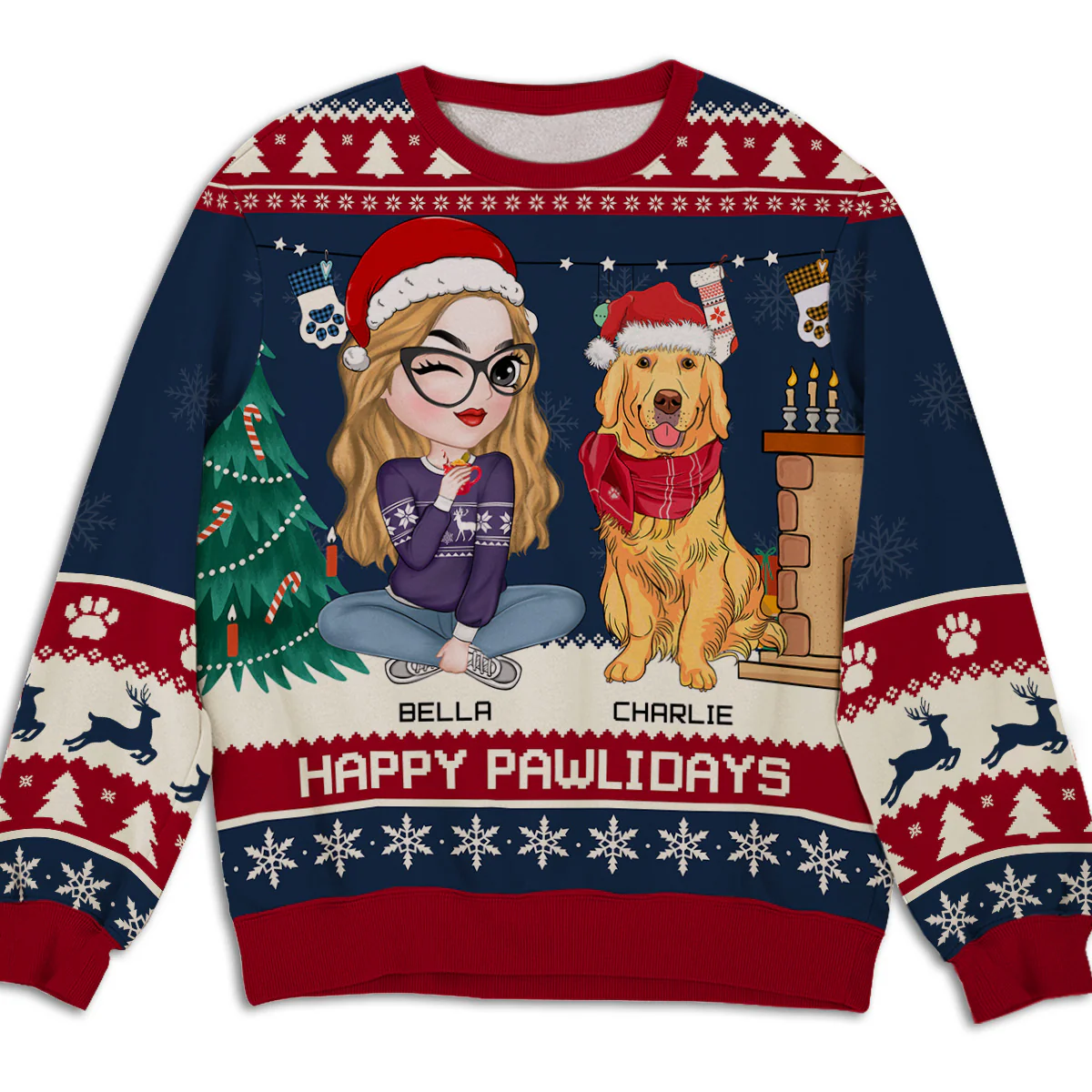 Snowy Pawlidays - Personalized Custom All-Over-Print Sweatshirt