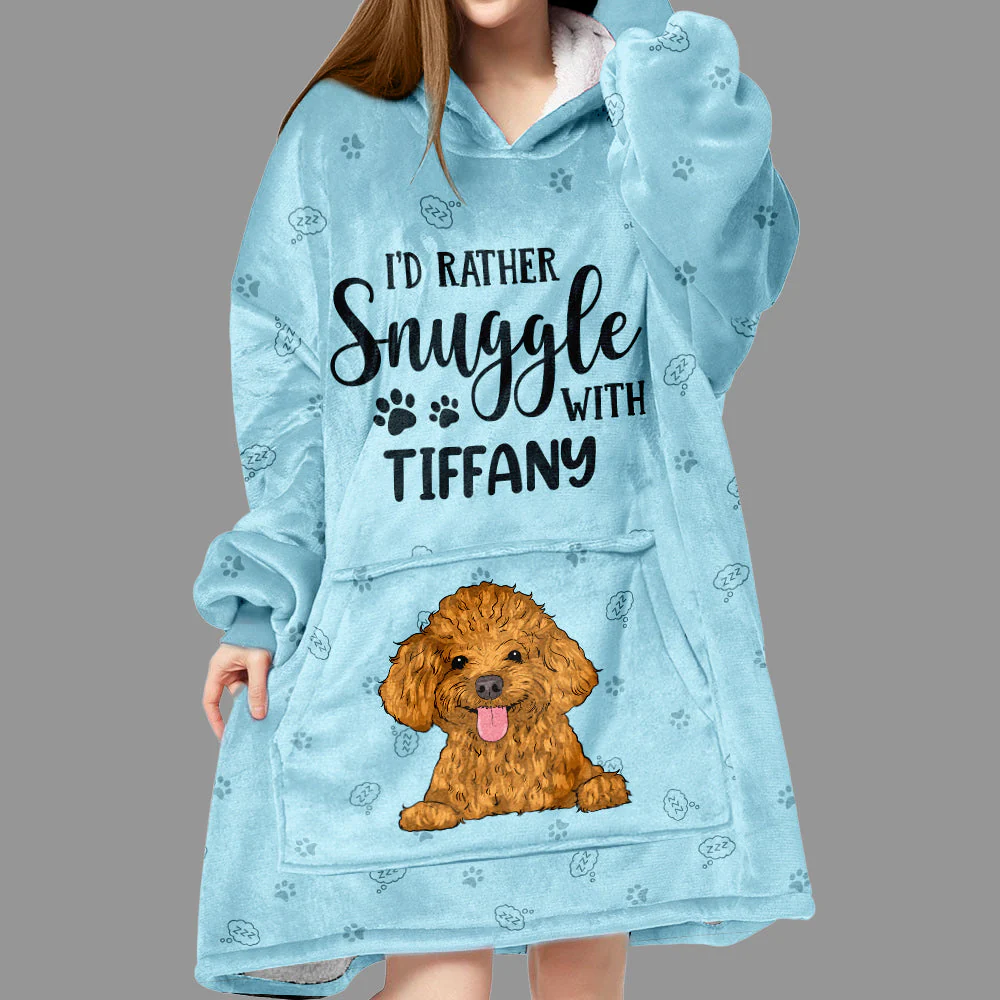 Snuggle With My Dog - Personalized Custom Blanket Hoodie - Image 2