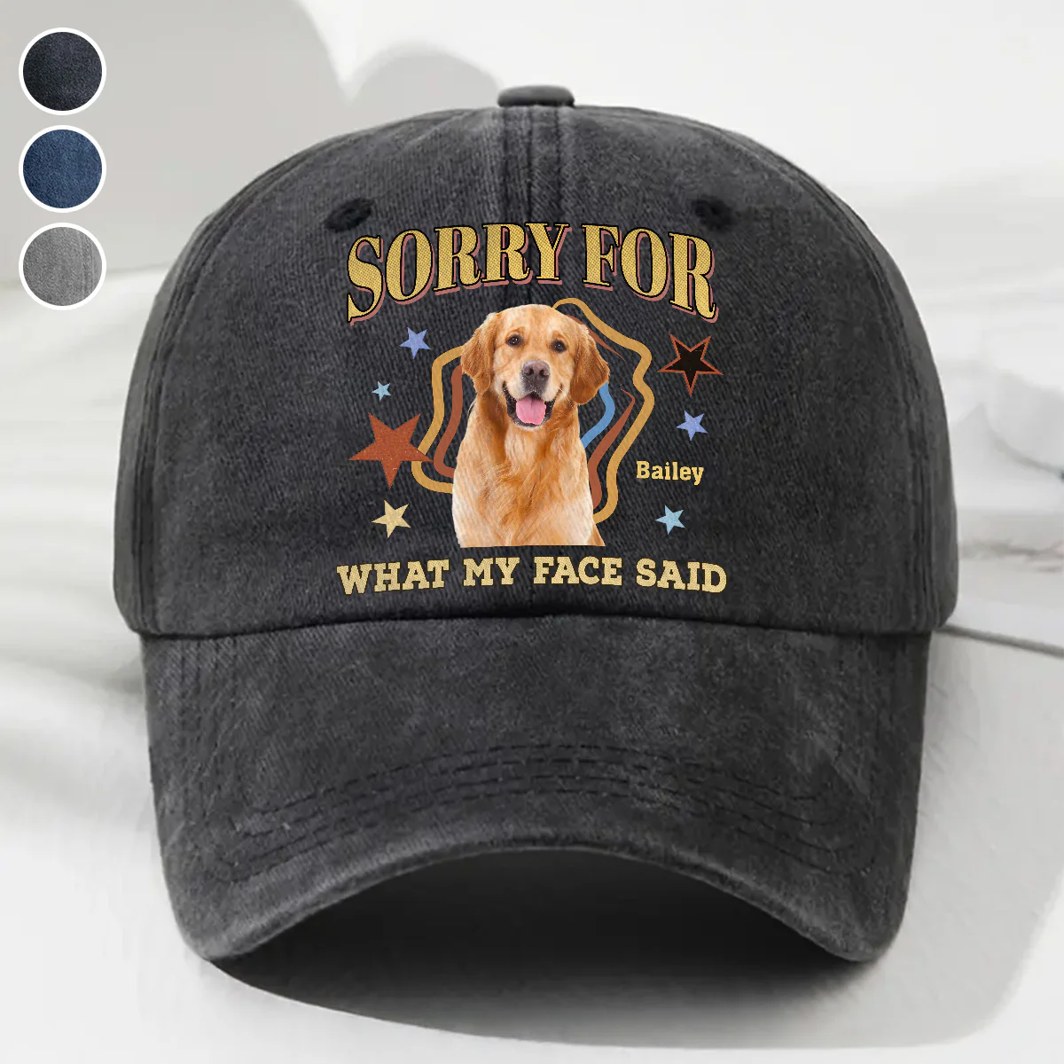 Sorry For Photo - Personalized Custom Vintage Washed Denim Cap