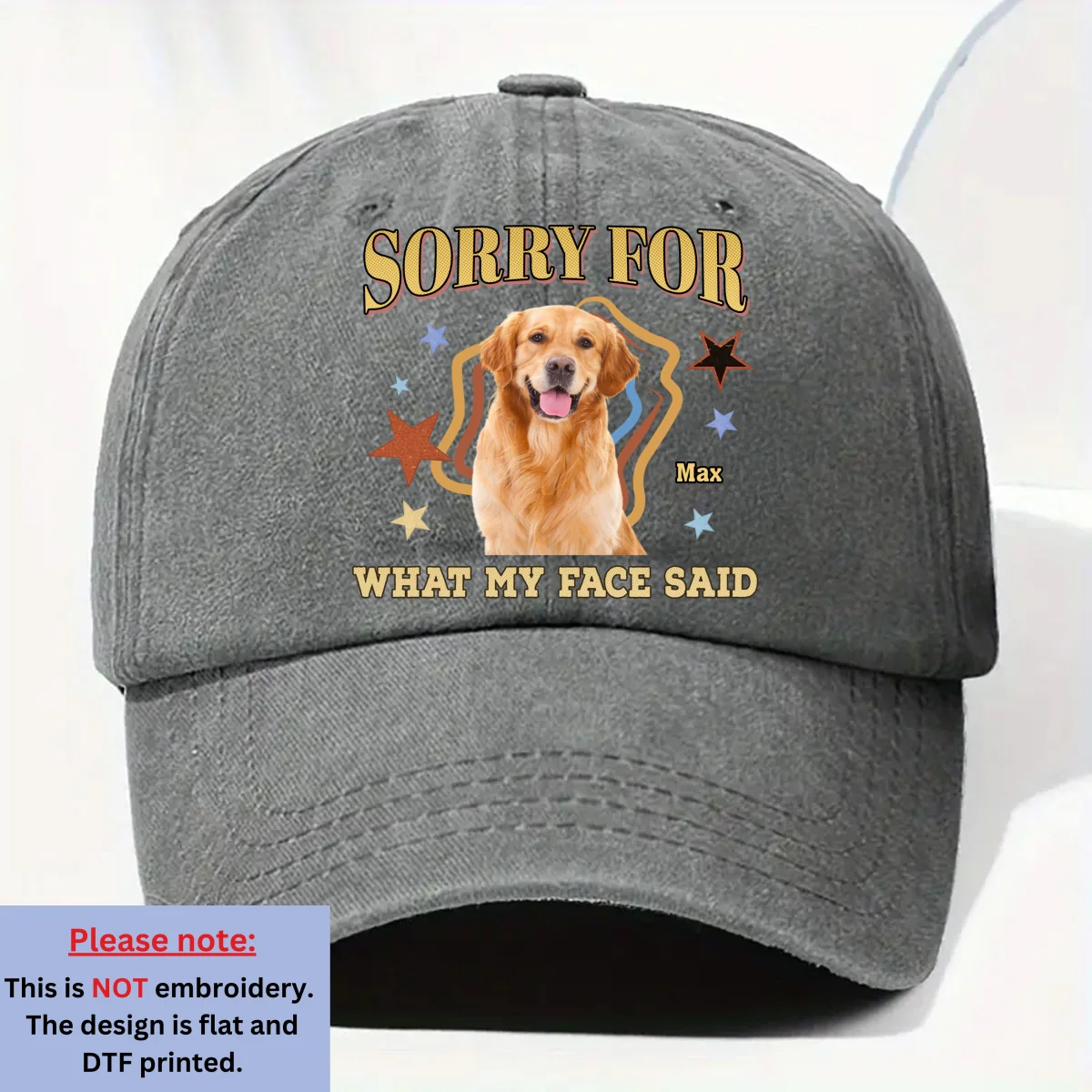 Sorry For Photo - Personalized Custom Vintage Washed Denim Cap - Image 5