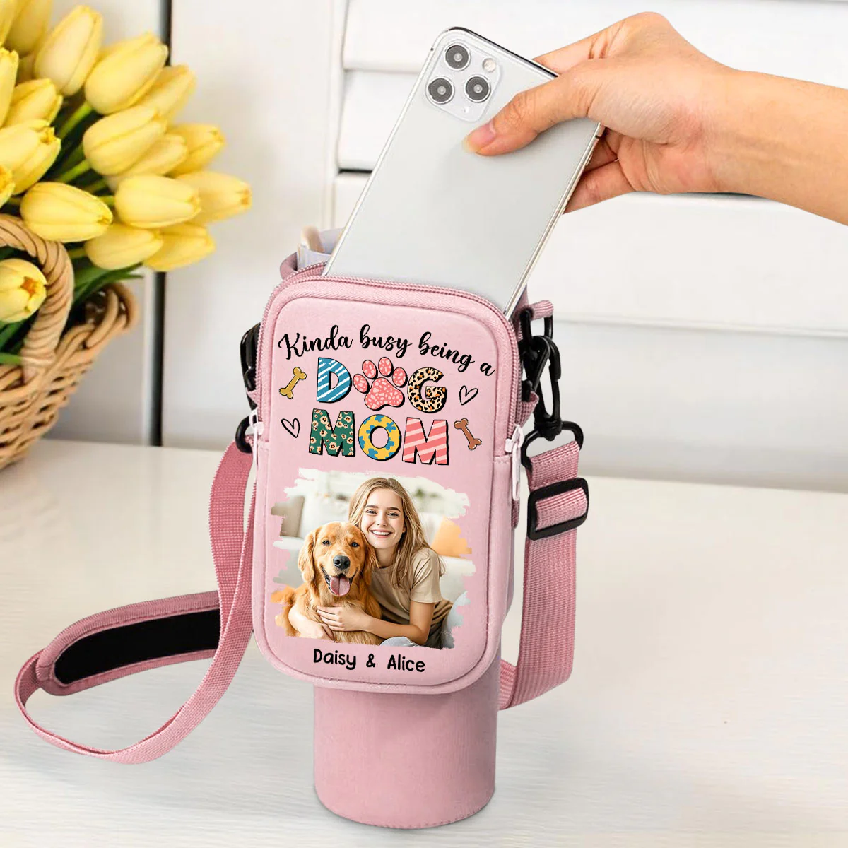 Sorry I Am Occupied Photo - Personalized Custom Water Bottle Carrier Bag - Image 3