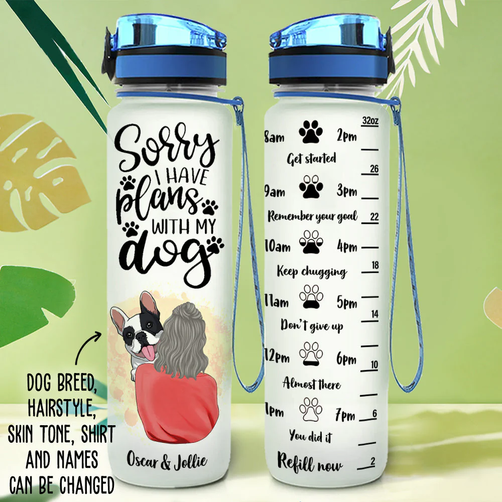 Sorry I Have Plans - Personalized Custom Water Tracker Bottle - Image 4