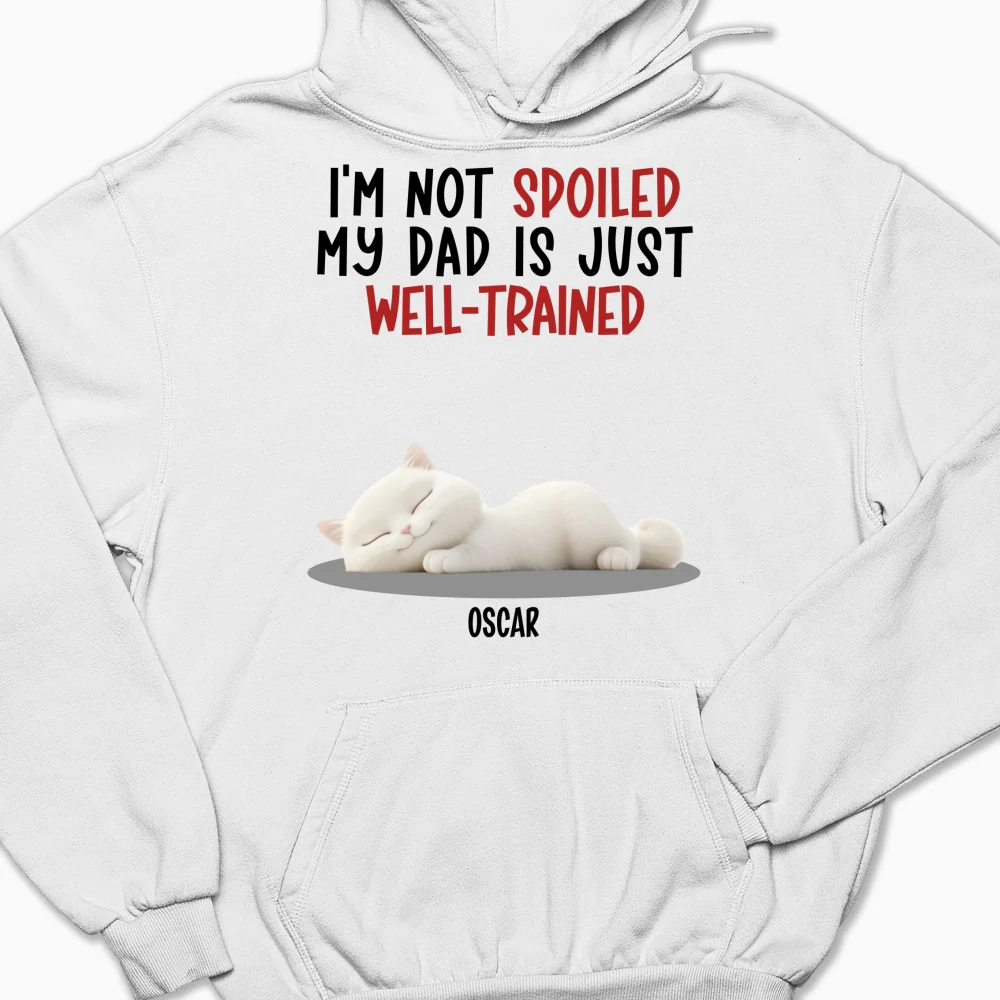 Spoiled Cat And Well Trained Dad Mom Cartoon - Personalized Custom Hoodie - Image 4