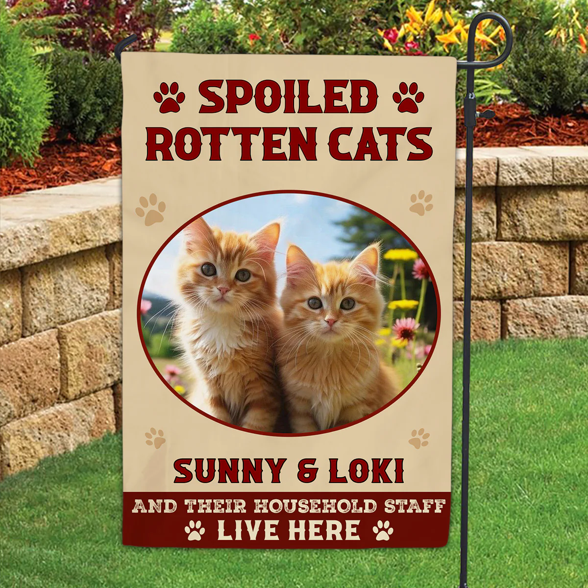 Spoiled Cats Live Here Photo - Personalized Custom Flag