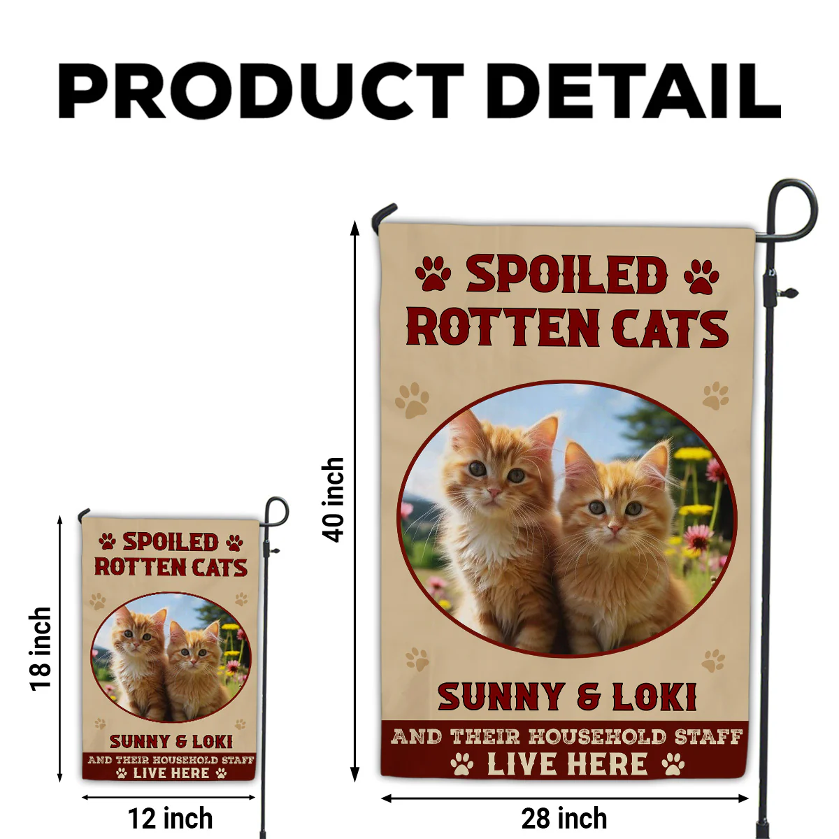Spoiled Cats Live Here Photo - Personalized Custom Flag - Image 2