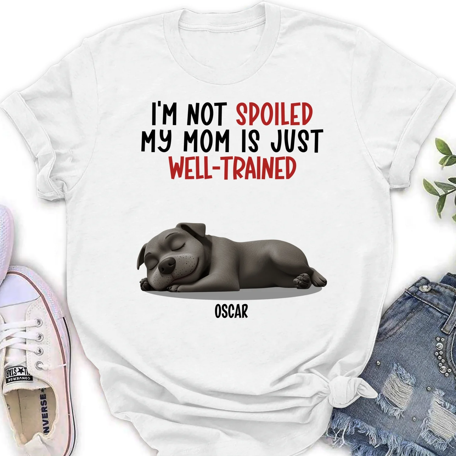 Spoiled Dog And Well Trained Dad Mom Cartoon - Personalized Custom Women's T-Shirt - Image 5