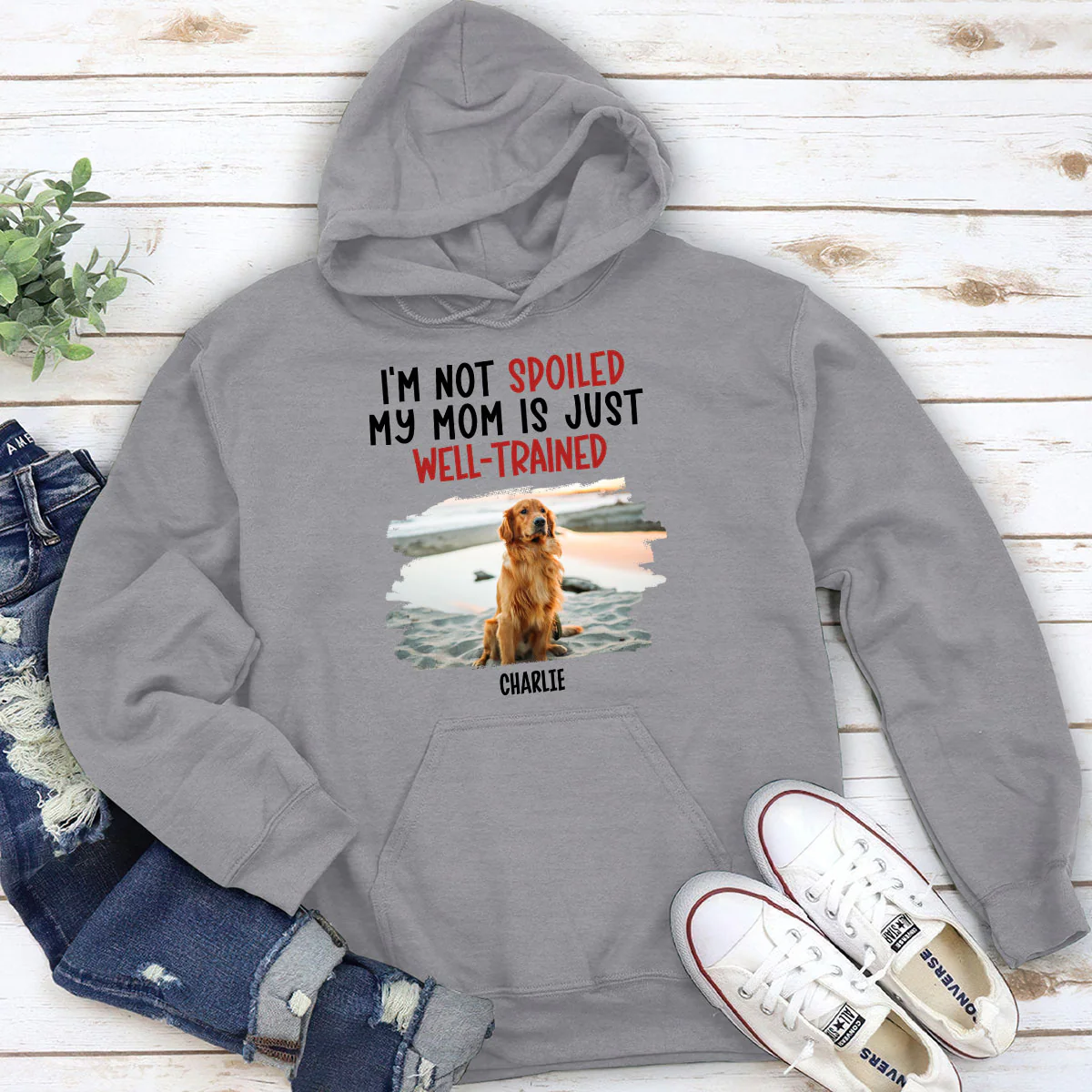 Spoiled Dog And Well Trained Dad Mom Cartoon Photo -Personalized Custom Hoodie - Image 2