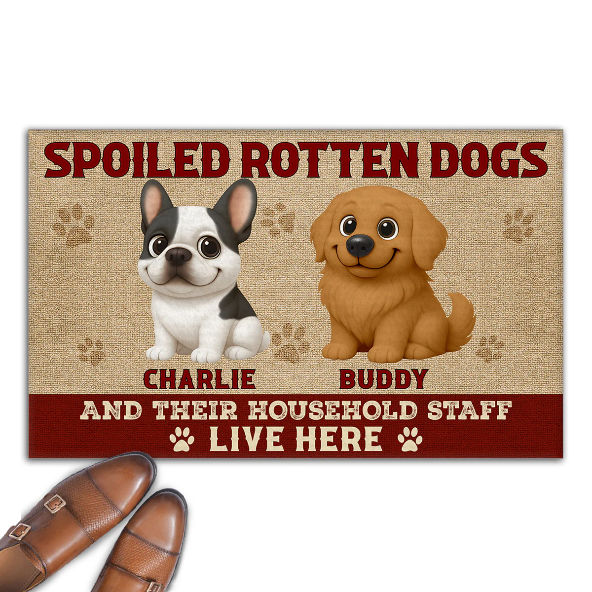 Spoiled Dogs Actually Live Here - Personalized Custom Doormat
