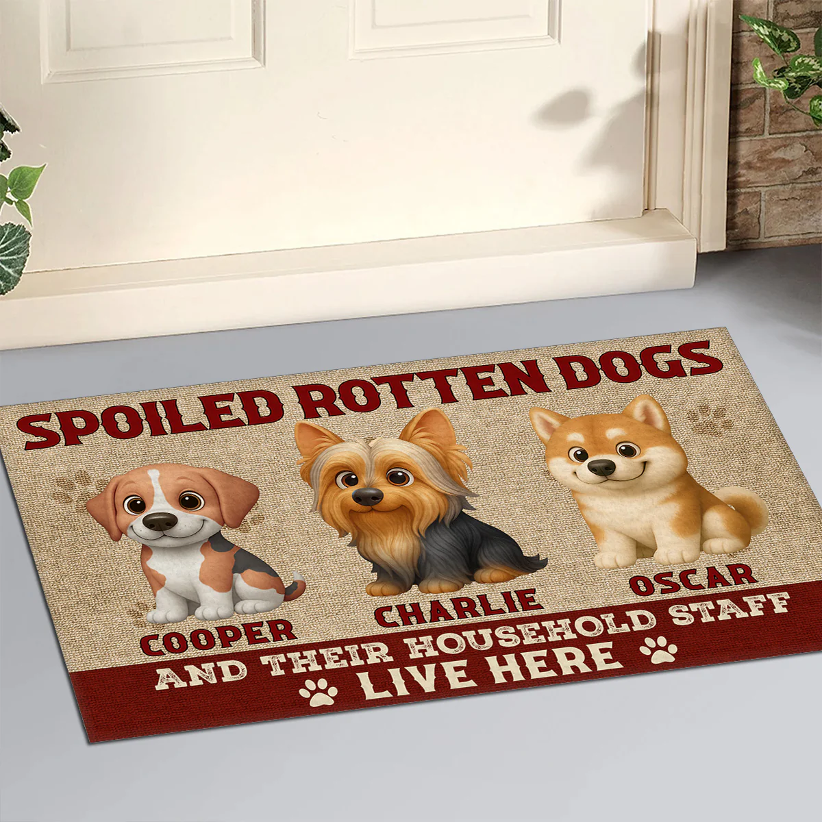 Spoiled Dogs Actually Live Here - Personalized Custom Doormat - Image 2