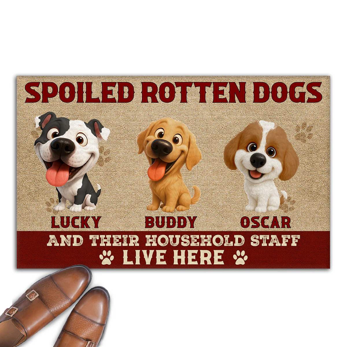 Spoiled Dogs Live Here - Personalized Custom Doormat