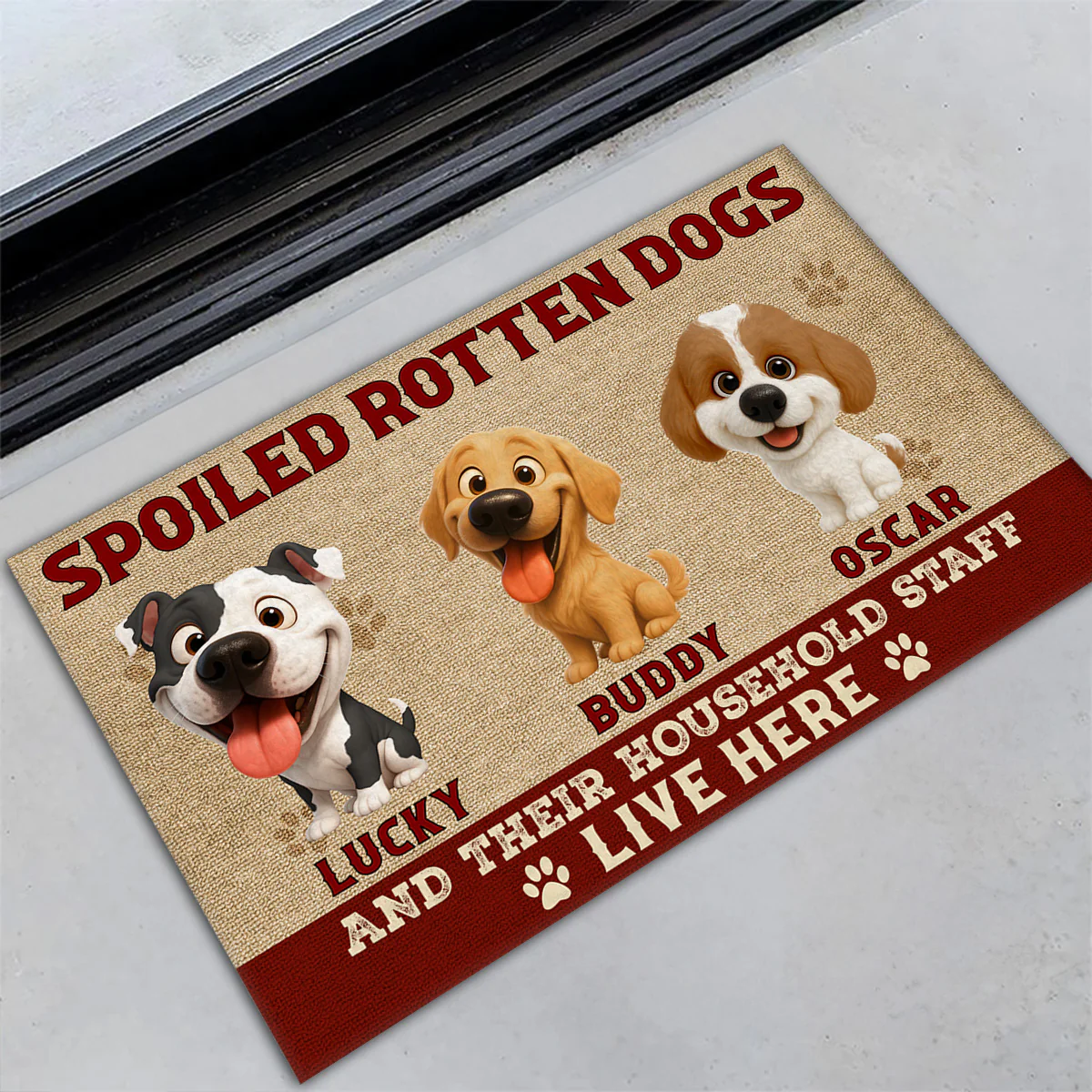 Spoiled Dogs Live Here - Personalized Custom Doormat - Image 3