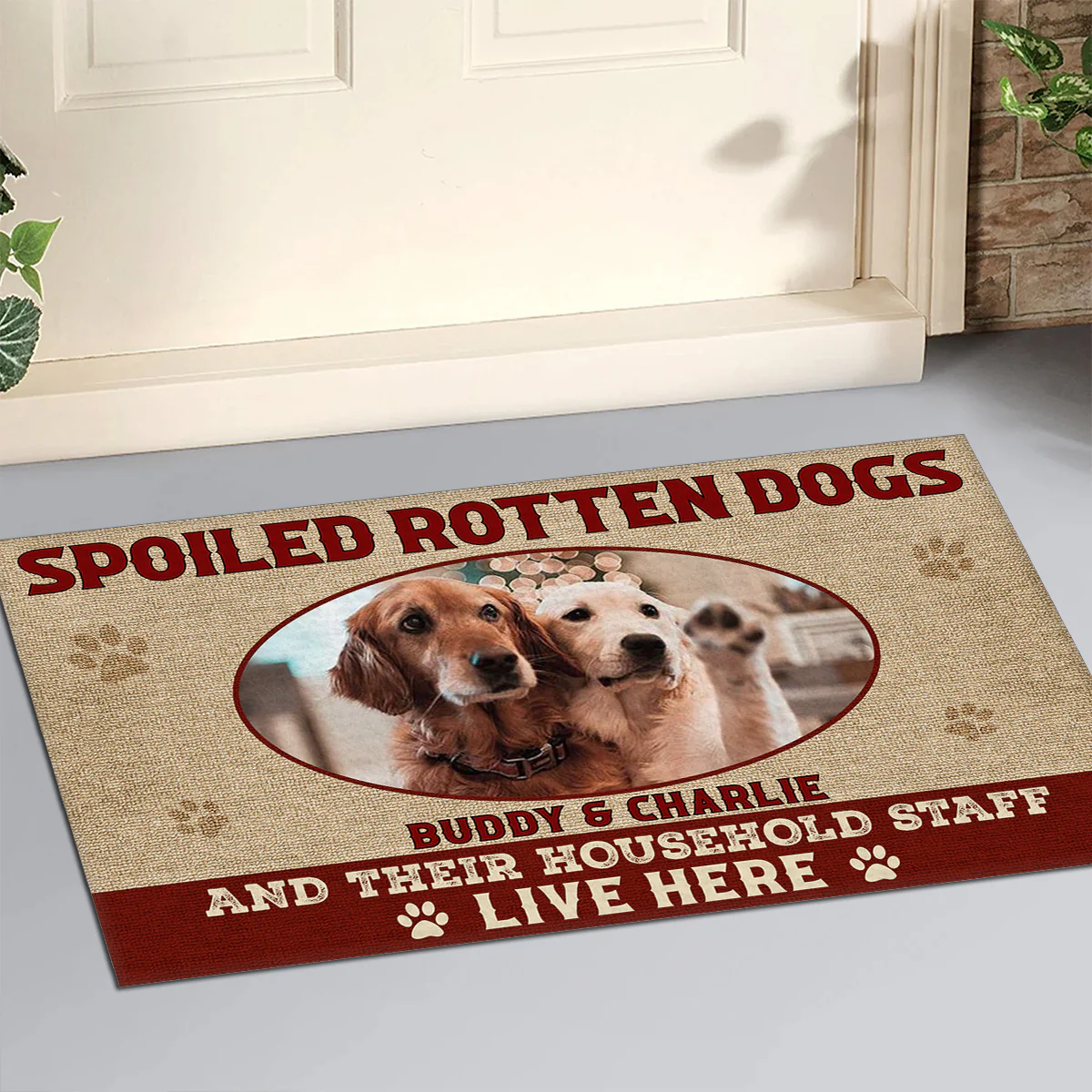 Spoiled Dogs Live Here Photo - Personalized Custom Doormat - Image 2