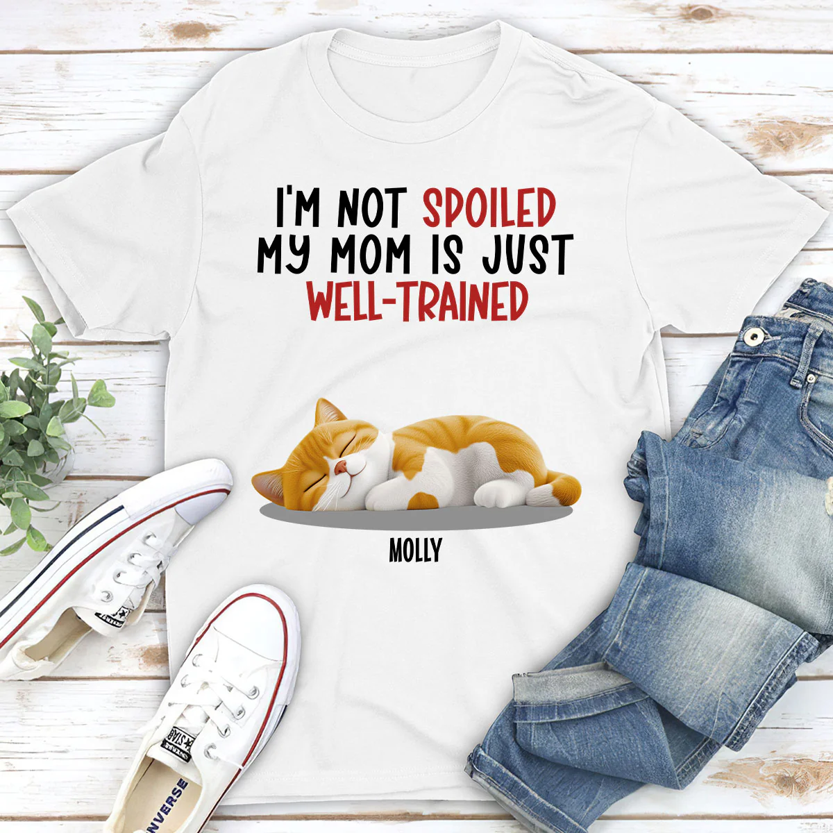 Spoiled Pet And Well Trained Dad Mom Cartoon - Personalized Custom Unisex T-Shirt - Image 2