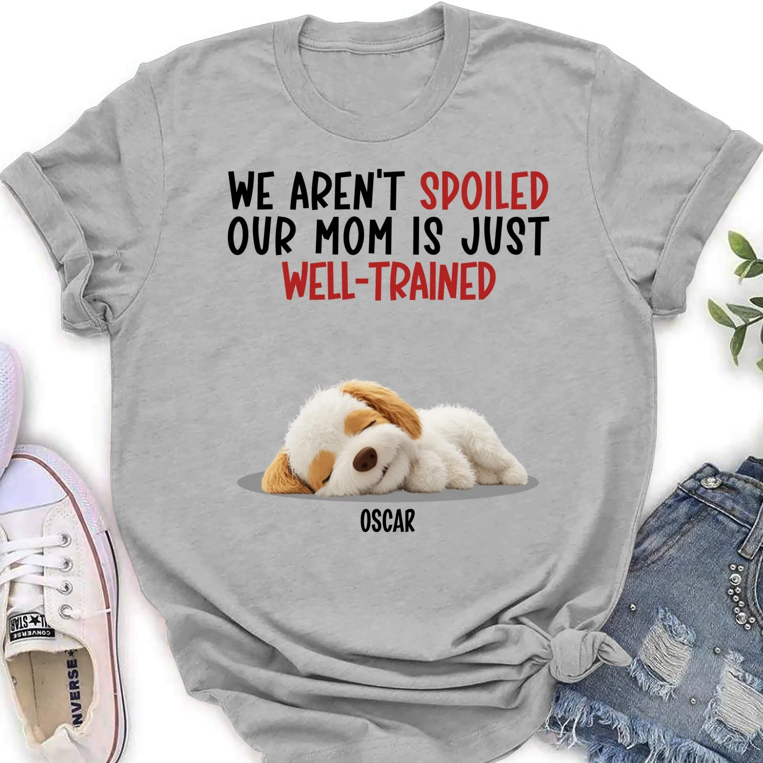 Spoiled Pet And Well Trained Dad Mom Cartoon - Personalized Custom Women's T-shirt - Image 7