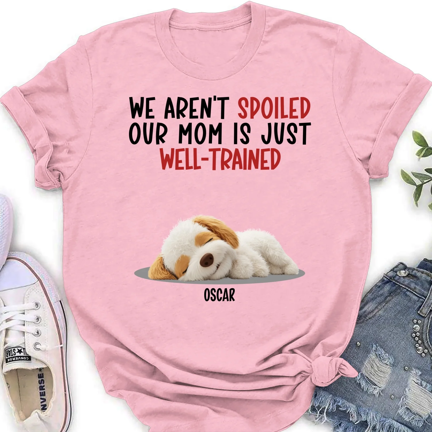 Spoiled Pet And Well Trained Dad Mom Cartoon - Personalized Custom Women's T-shirt - Image 8