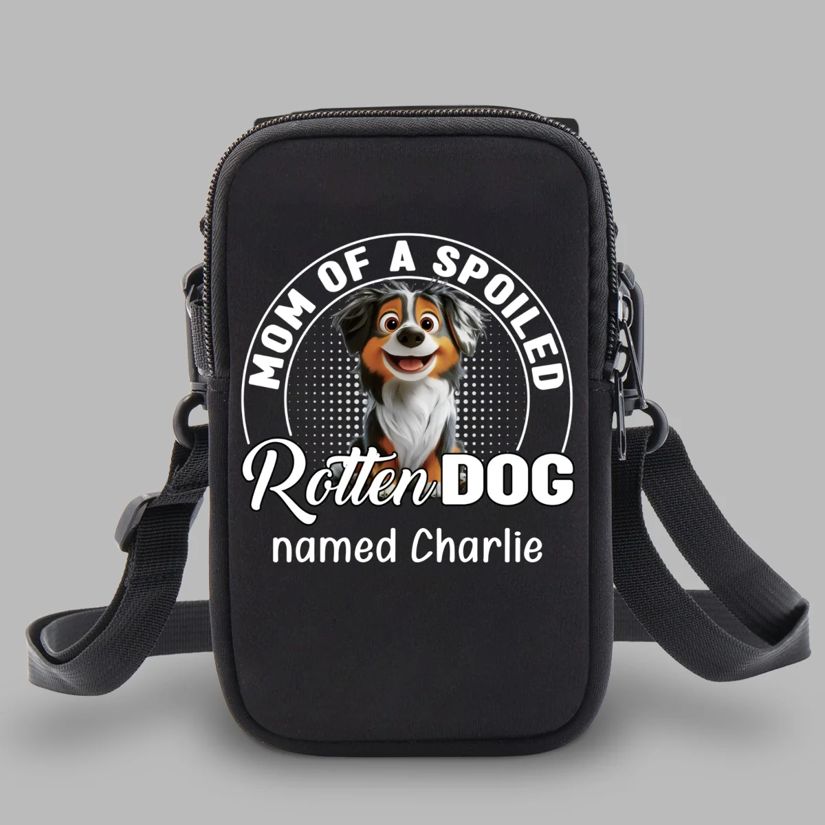 Spoiled Rotten Cartoon Dog - Personalized Custom Water Bottle Carrier Bag - Image 8