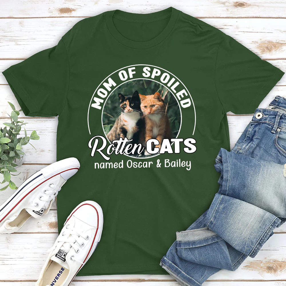 Spoiled Rotten Cat Chibi Cartoon Photo - Personalized Custom Unisex T-shirt - Image 4