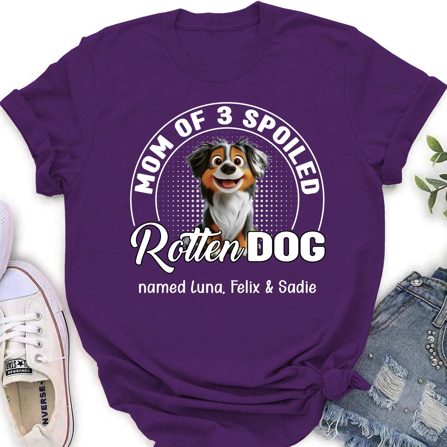 Spoiled Rotten Dog And Handsome Dad - Personalized Custom Women's T-Shirt - Image 10