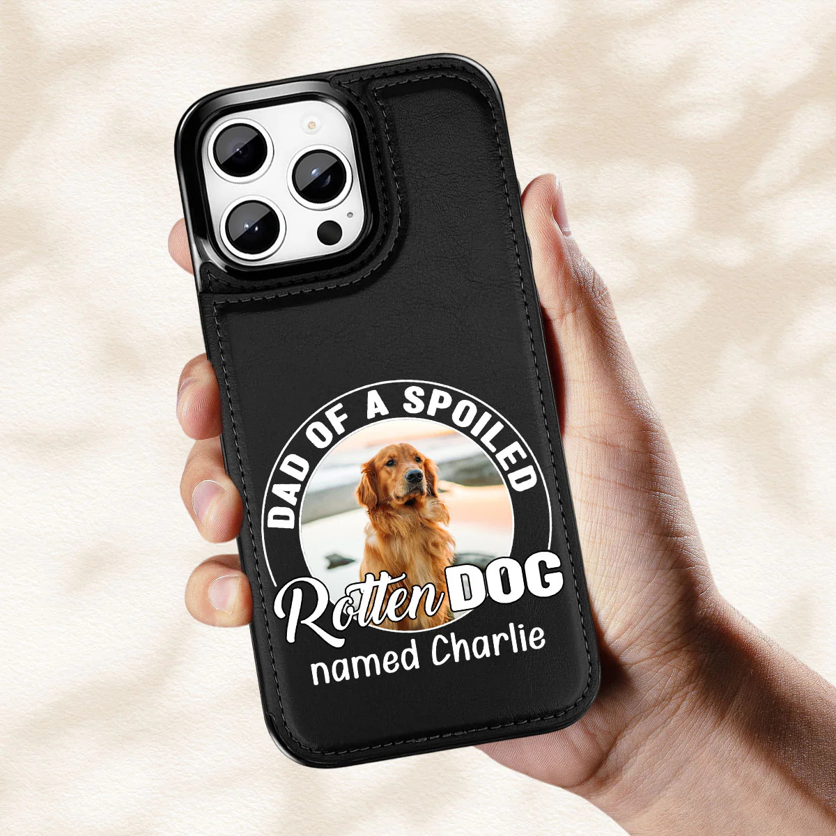 Spoiled Rotten Dog Chibi Cartoon Photo - Personalized Custom Leather Phone Case - Image 2
