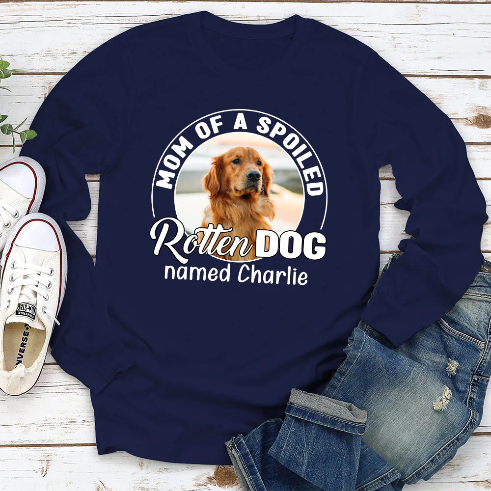 Spoiled Rotten Dog Chibi Cartoon Photo - Personalized Custom Long Sleeve T-Shirt - Image 2