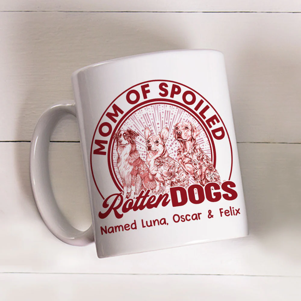 Spoiled Rotten Dog With Blue - Personalized Custom Coffee Mug - Image 3