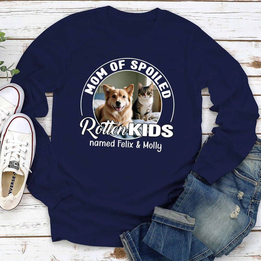 Spoiled Rotten Pet Chibi Cartoon Photo- Personalized Custom Long Sleeve T-shirt - Image 3