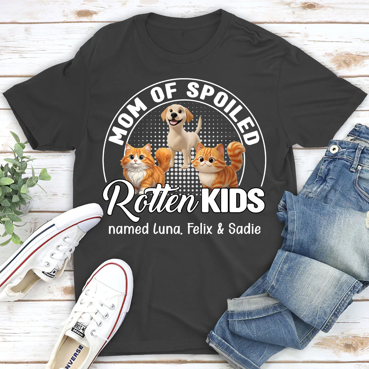Spoiled Rotten Pet Chibi Cartoon Ver Standing - Personalized Custom Unisex T-shirt - Image 4
