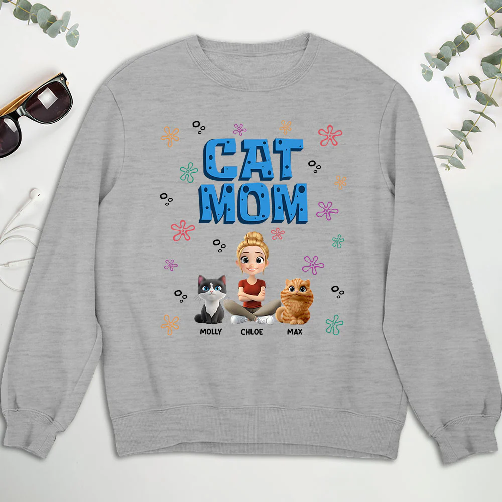 Sponge Cat Mom- Personalized Custom Sweatshirt - Image 2