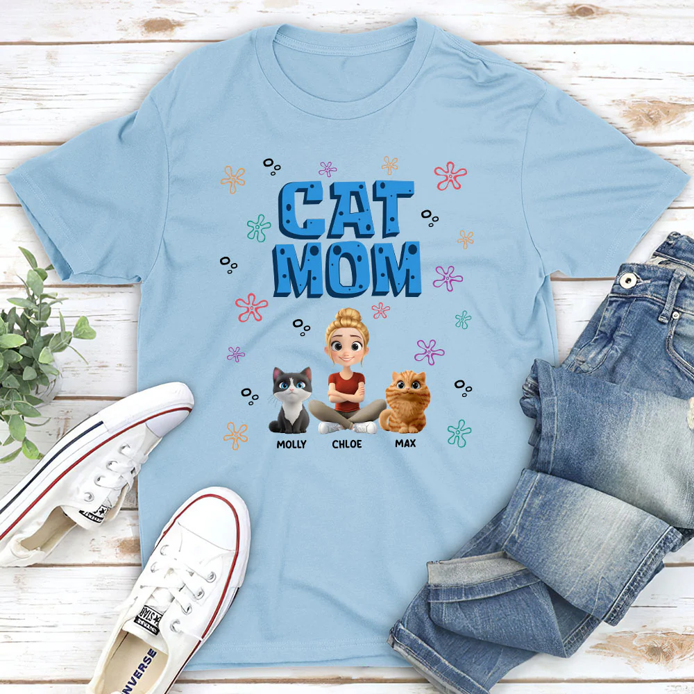 Sponge Cat Mom - Personalized Custom Unisex T-shirt - Image 3