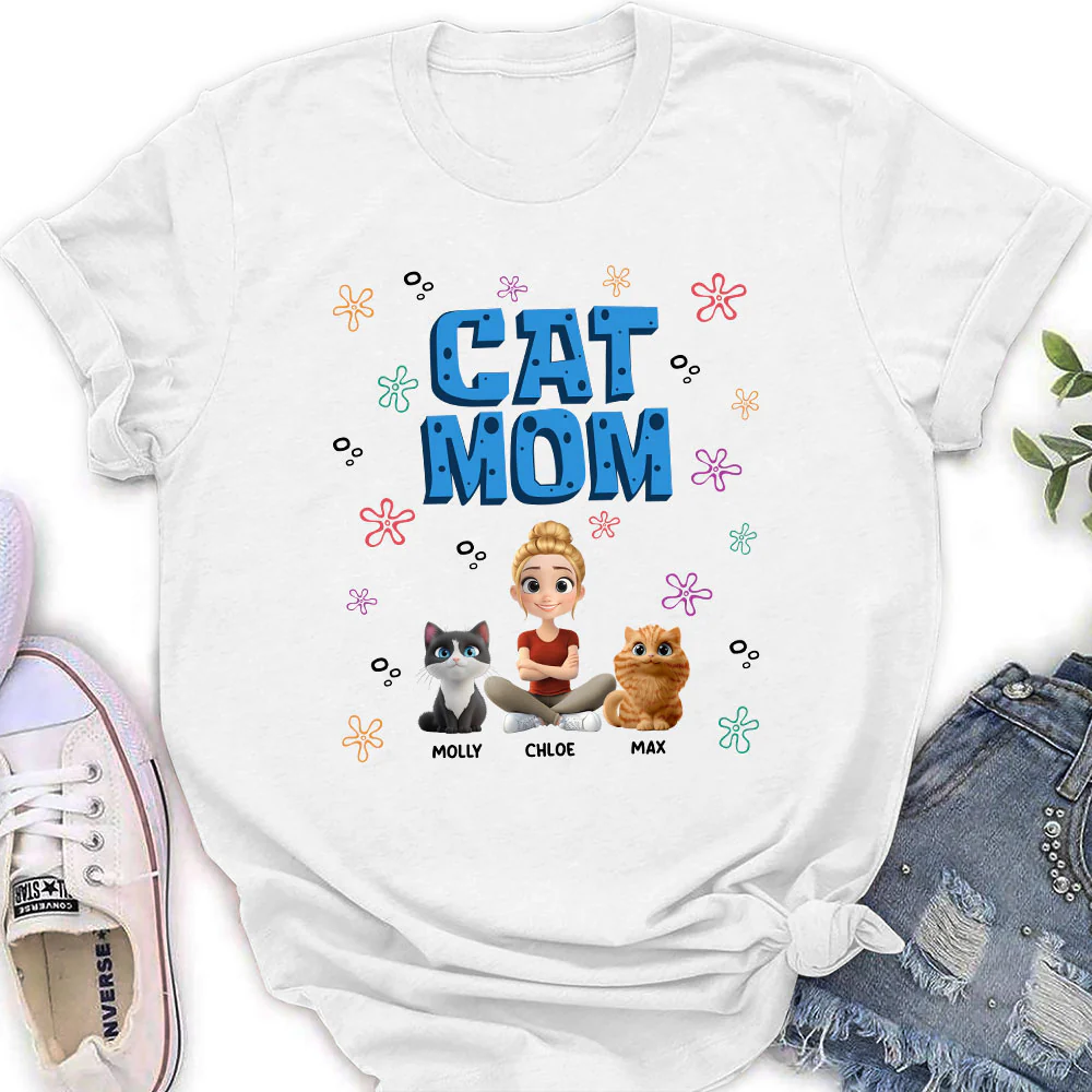 Sponge Cat Mom - Personalized Custom Women's T-Shirt - Image 2