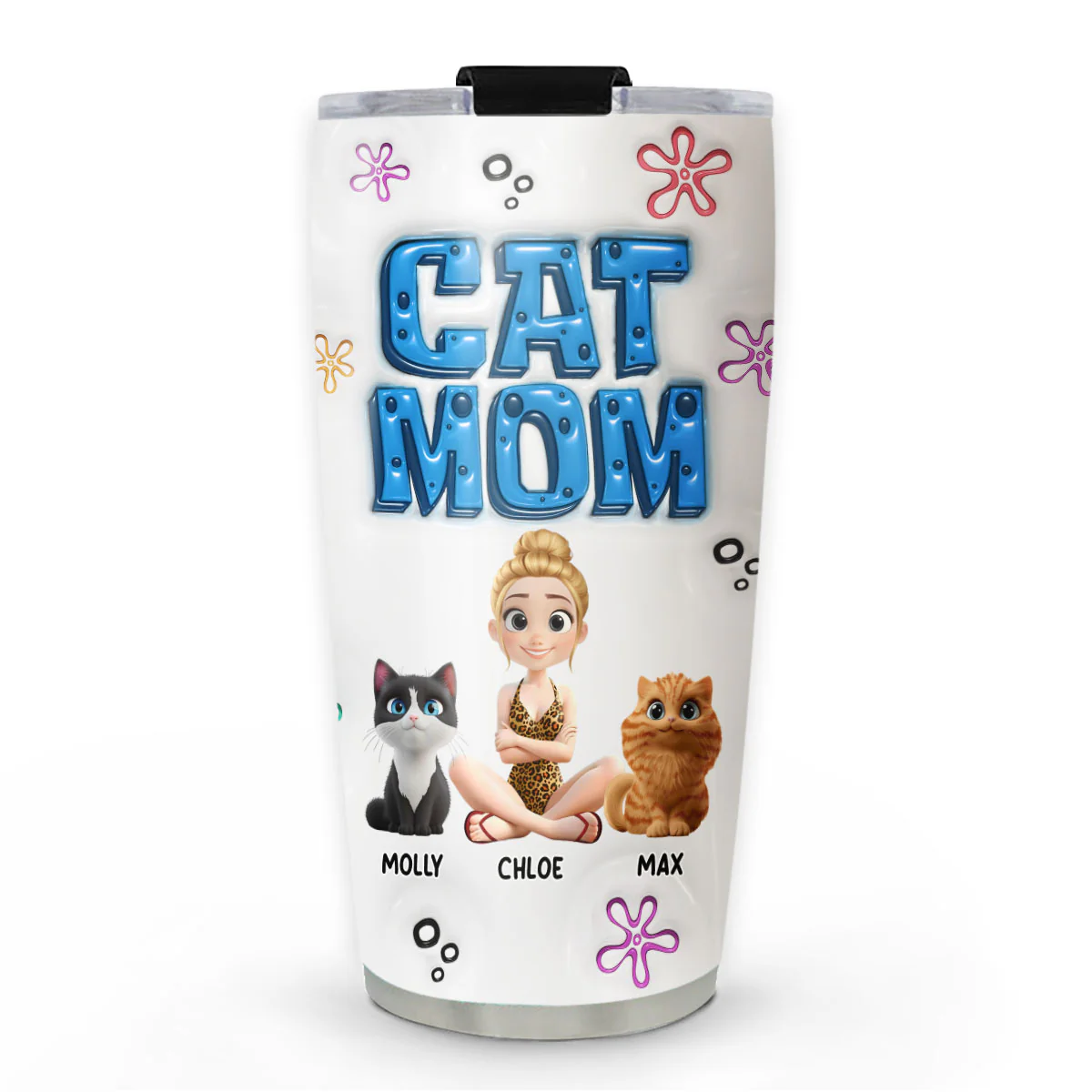 Sponge Cat Mom Version 2 - Personalized Custom 3D Inflated Effect Tumbler