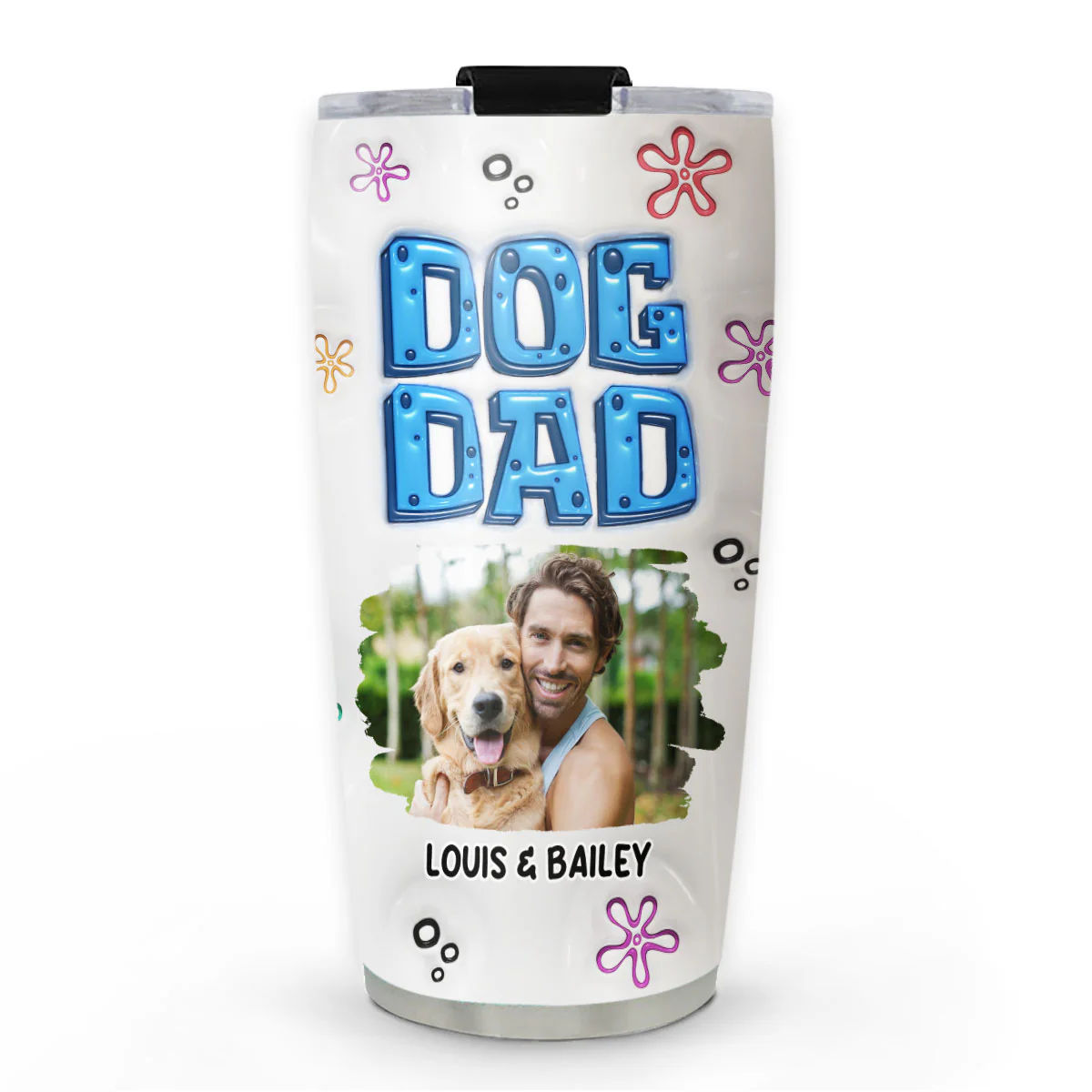 Sponge Dog Dad Photo - Personalized Custom 3D Inflated Effect Tumbler